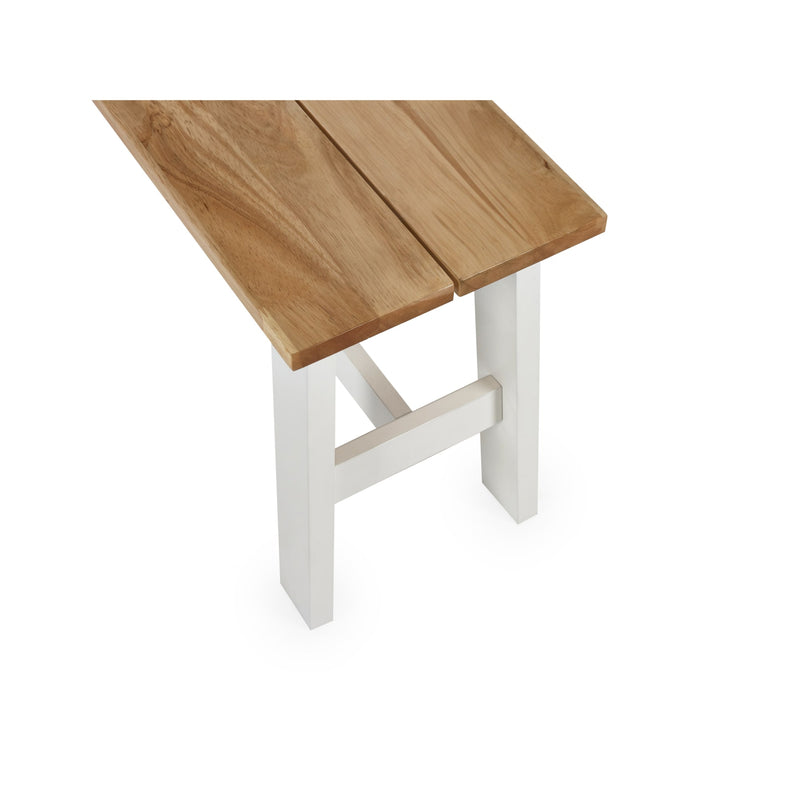 Wooden bench with white legs on a white background