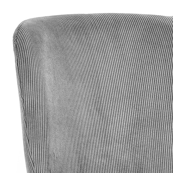 Close-up of a textured gray chair backrest on a white background