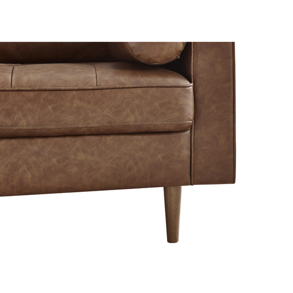 Brown leather sofa corner on a white background
