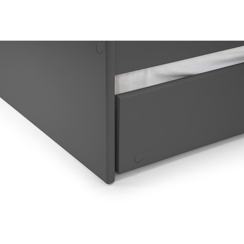 Dark gray metal drawer on a white background