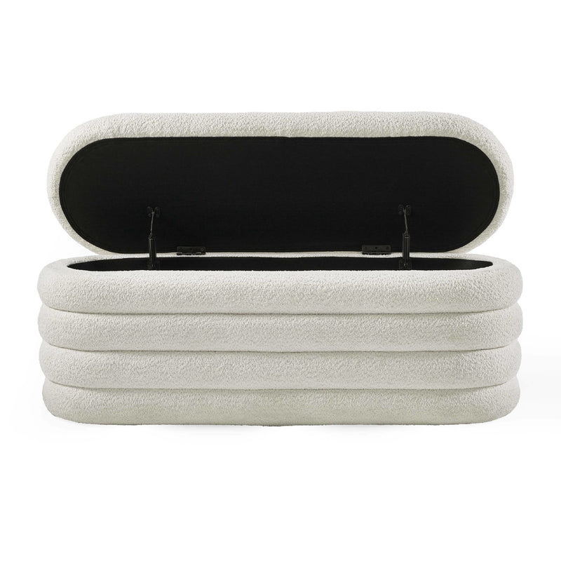 Foldable beige inflatable seat with black interior on a white background