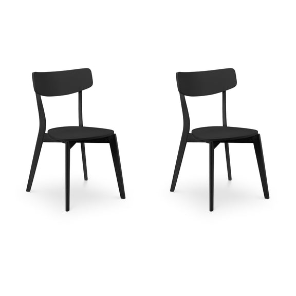 Two black chairs on a white background