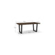 Wooden table with dimensions labeled on a white background