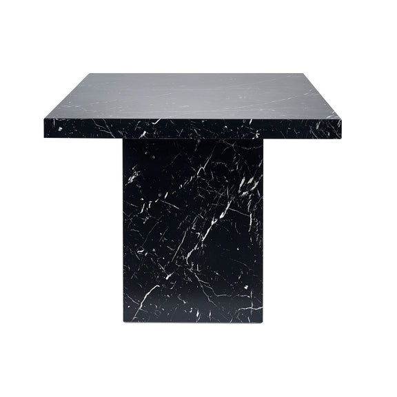 Black marble side table on a white background