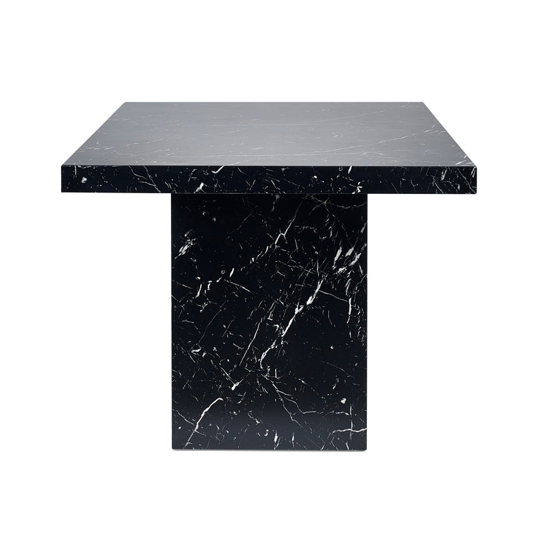 Black marble side table on a white background