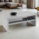 White coffee table with a shelf in a living room setting