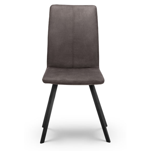 Gray chair with black legs on a white background