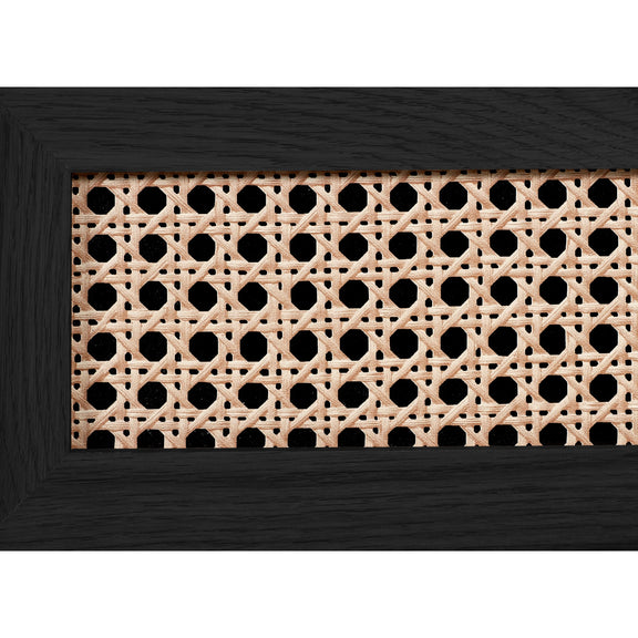 Decorative wall panel with geometric pattern on a black frame