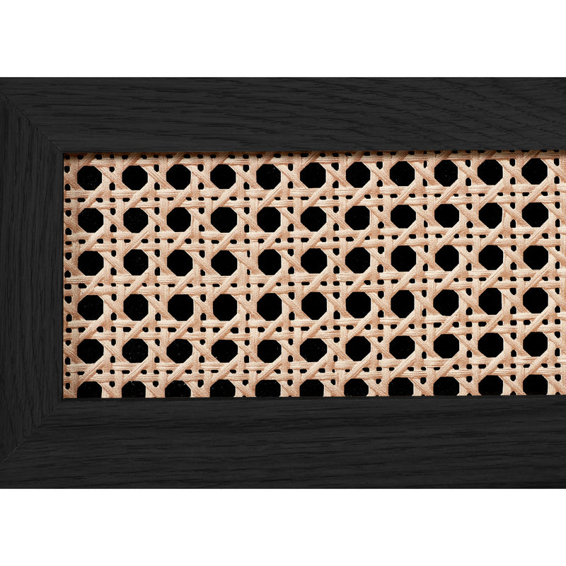 Decorative wall panel with geometric pattern on a black frame