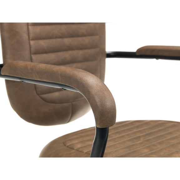 Brown office chair with armrests on a white background