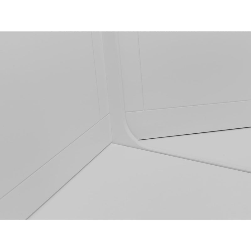 Close-up of a white tile with a subtle pattern on a white background