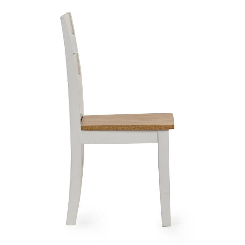 White chair with a wooden seat on a white background