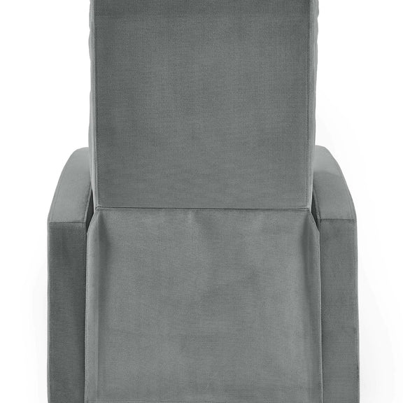 Gray upholstered chair on a white background