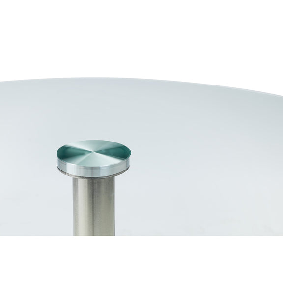 Metallic cylindrical object with a greenish top on a white background