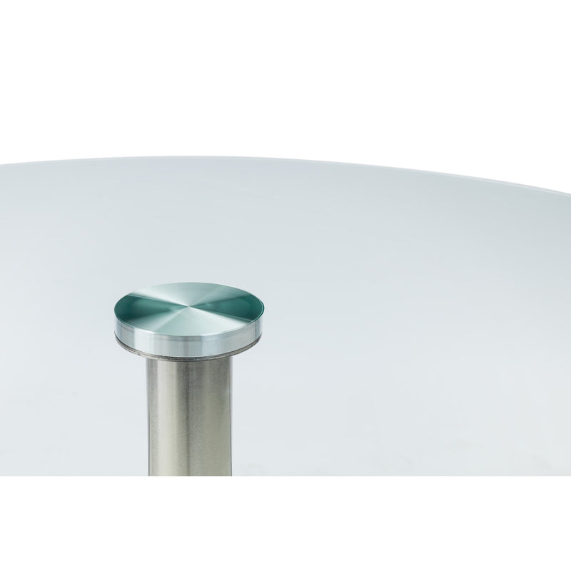 Metallic cylindrical object with a greenish top on a white background