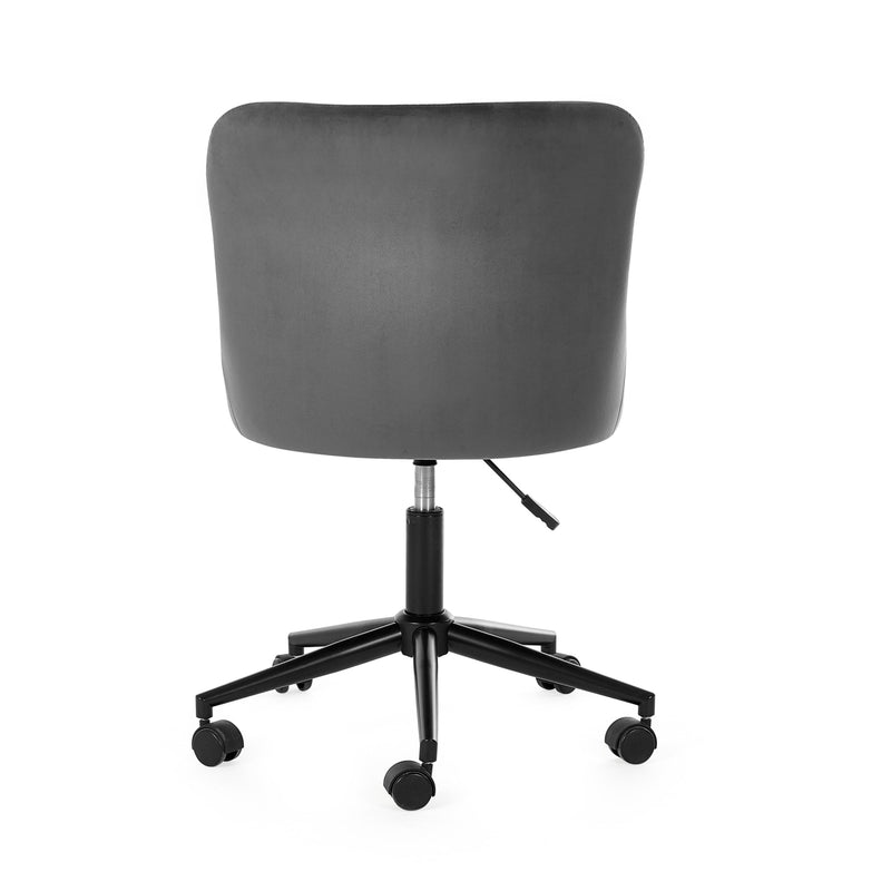 Gray office chair with black wheels on a white background