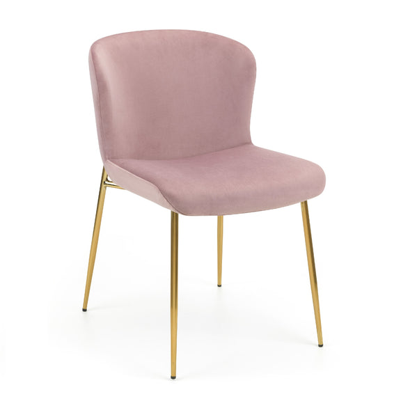 Pink chair with gold legs on a white background