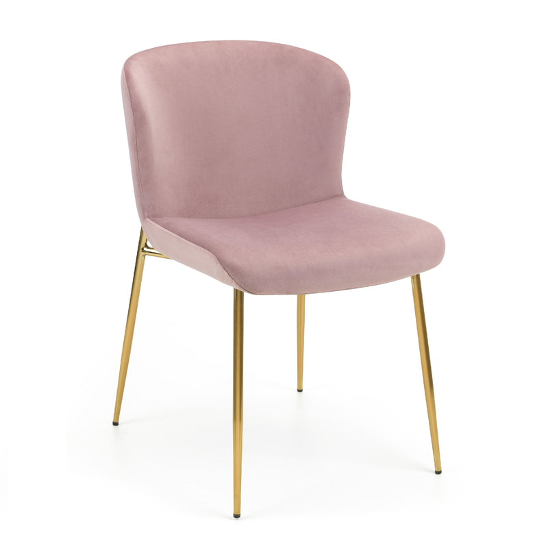 Pink chair with gold legs on a white background