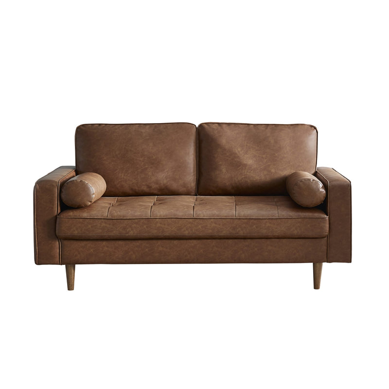 Brown leather sofa on a white background