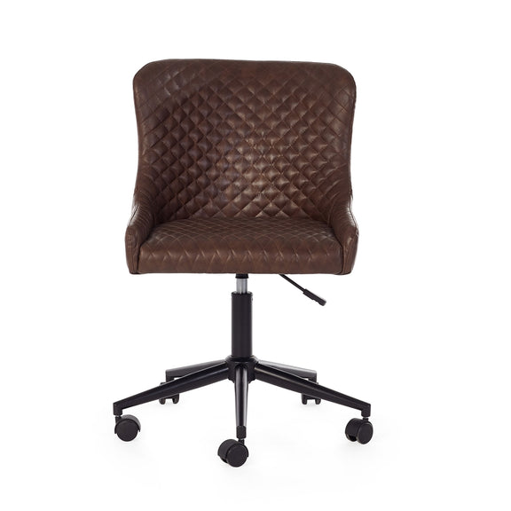 Brown quilted office chair on a white background