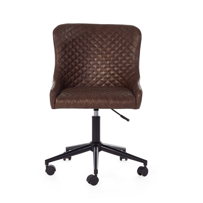 Brown quilted office chair on a white background