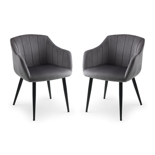 Two gray armchairs with black legs on a white background