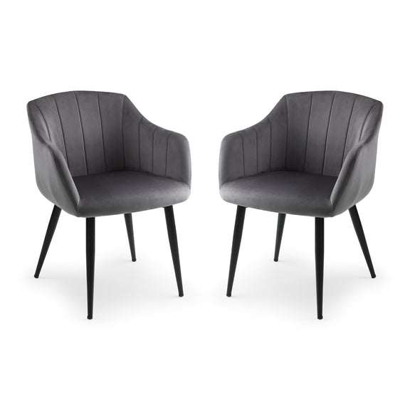Two gray armchairs with black legs on a white background