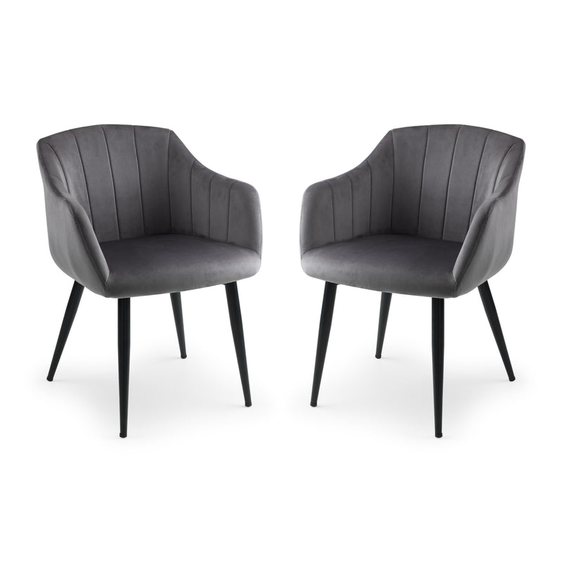 Two gray armchairs with black legs on a white background