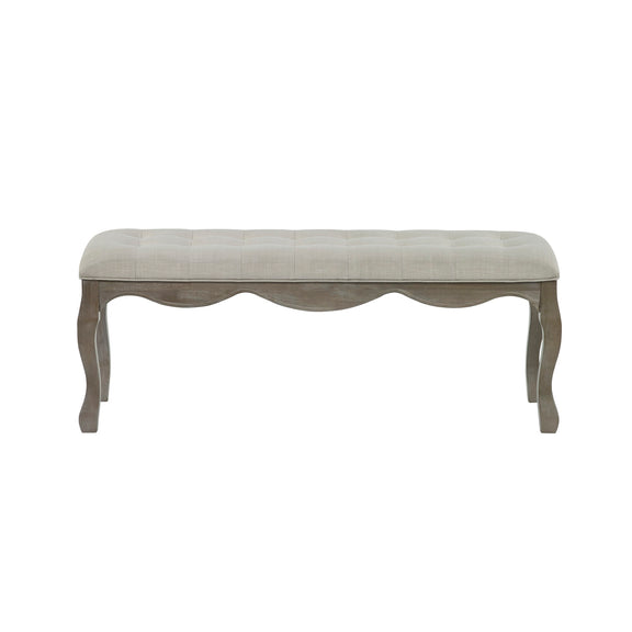 Decorative bench with a scalloped edge on a white background