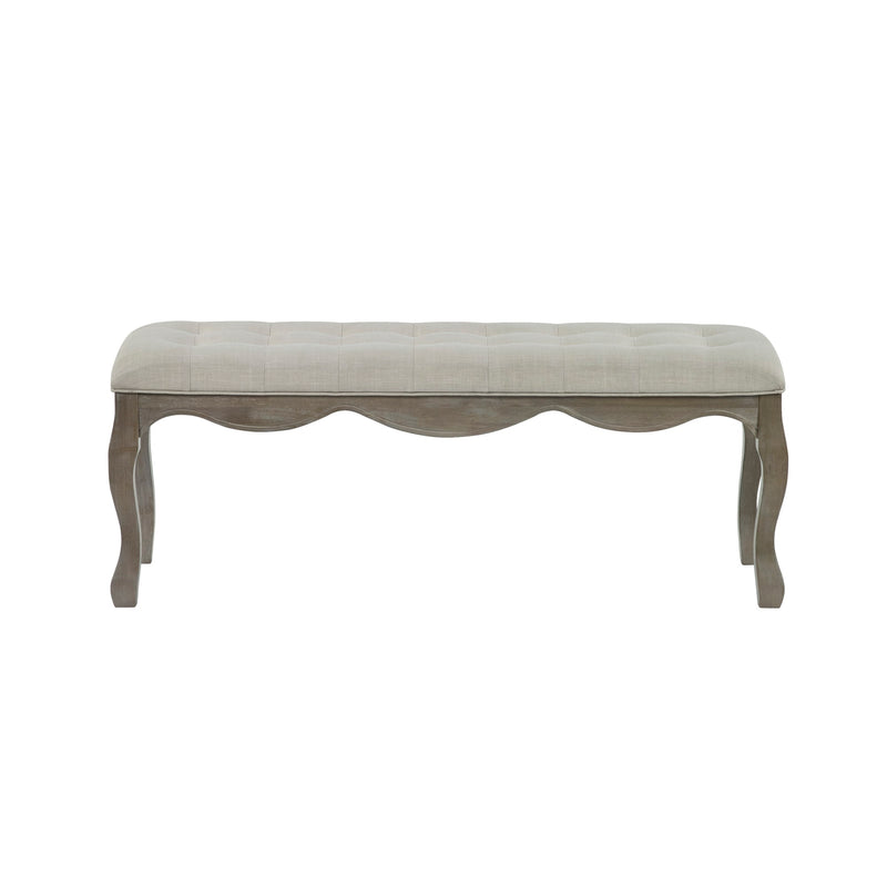 Decorative bench with a scalloped edge on a white background
