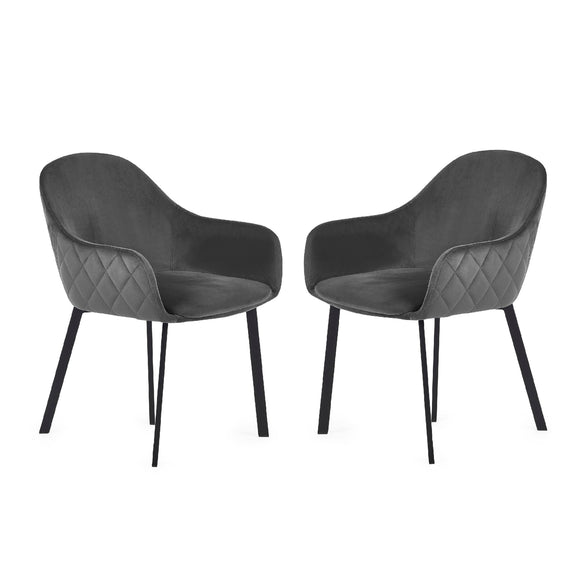Two gray armchairs with black legs on a white background