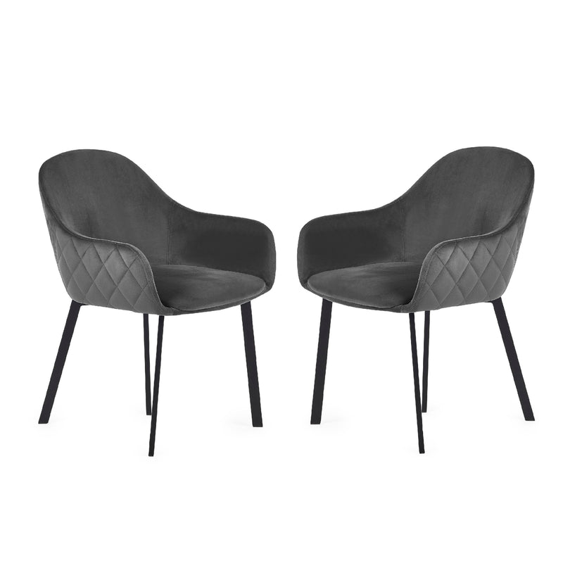 Two gray armchairs with black legs on a white background
