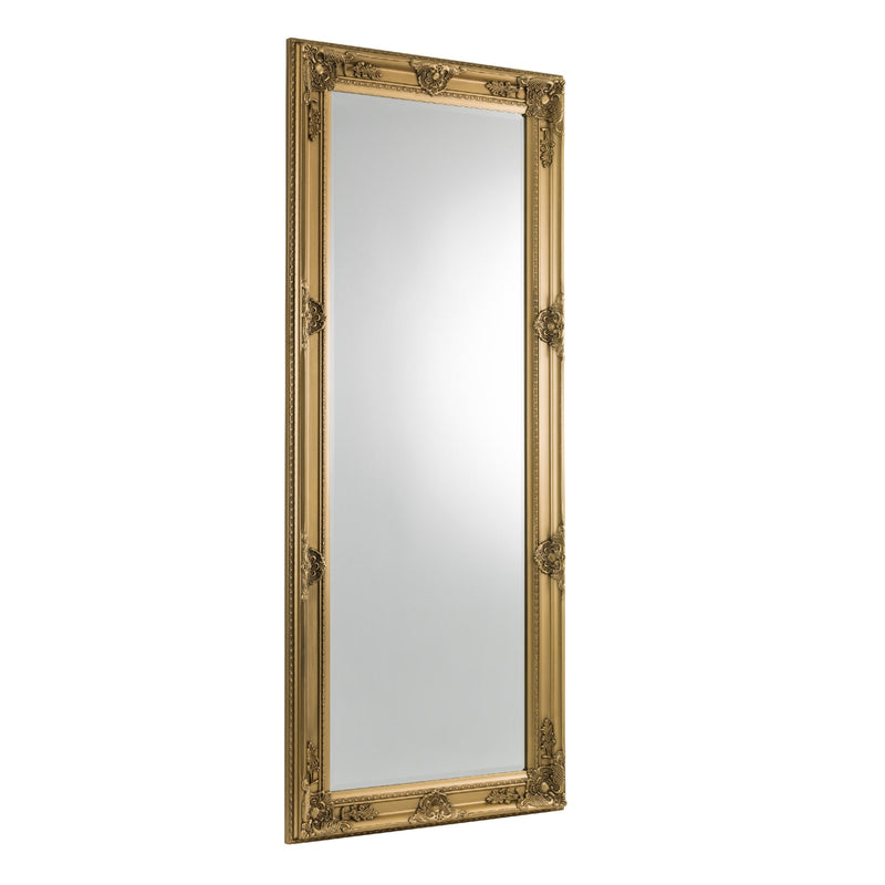 Gold ornate mirror on a white background