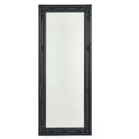 Black ornate mirror on a white background