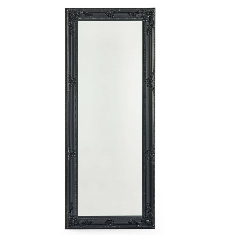 Black ornate mirror on a white background