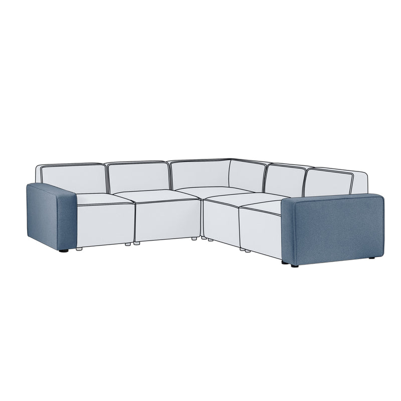 Modular sofa with clear plastic panels on a white background