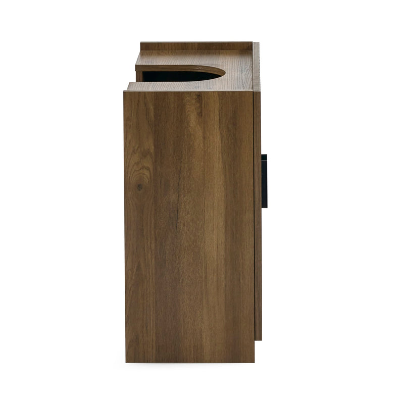 Wooden trash can with a white background