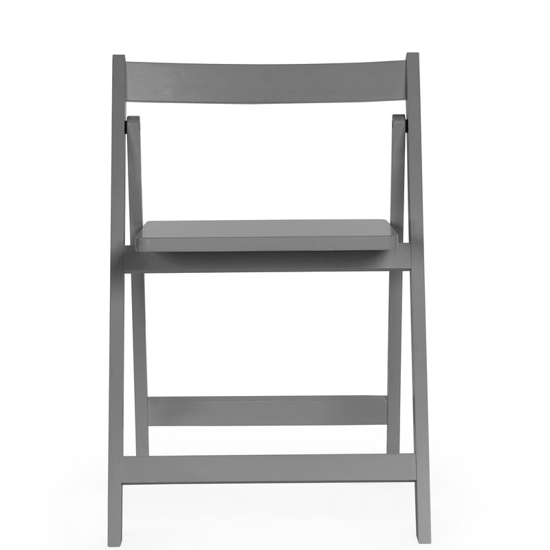 Gray folding chair on a white background