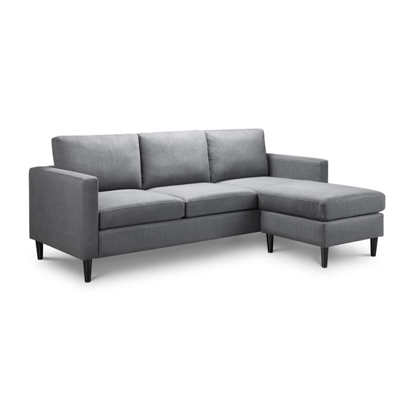 Gray sectional sofa on a white background