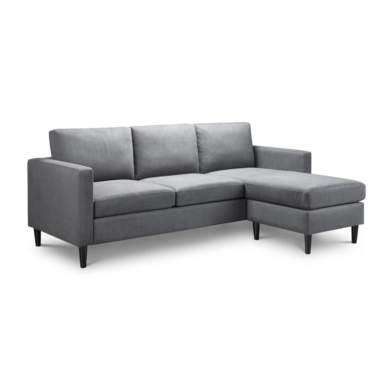 Gray sectional sofa on a white background