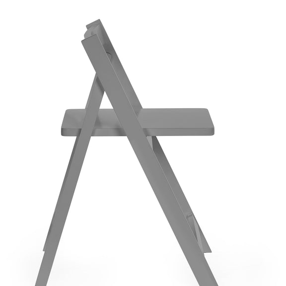 Gray folding chair on a white background