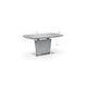 Gray dining table with dimensions on a white background