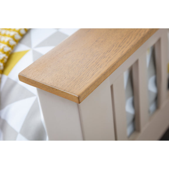 Close-up of a wooden surface on a piece of furniture with a blurred background