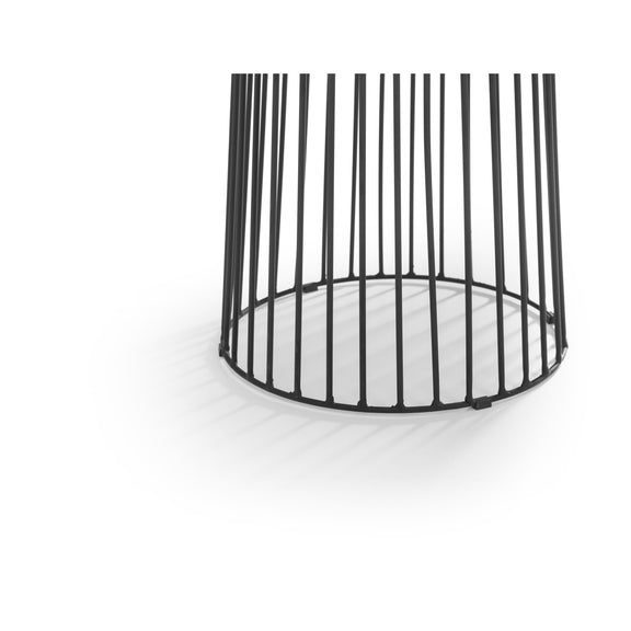 Black metal cage on a white background