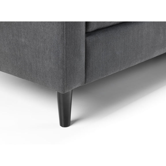 Gray upholstered furniture with a black leg on a white background