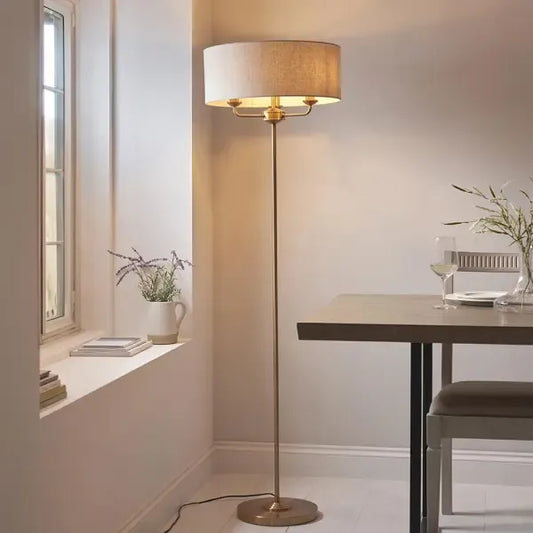 Highclere 3 Floor Light - Chrome & Natural