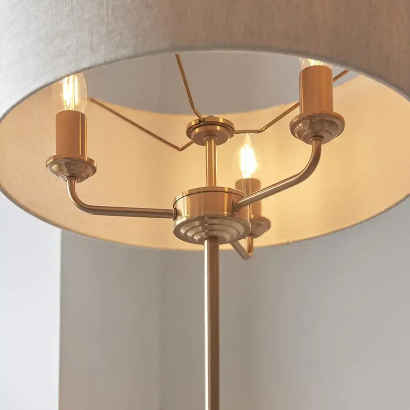 Highclere 3 Floor Light - Chrome & Natural