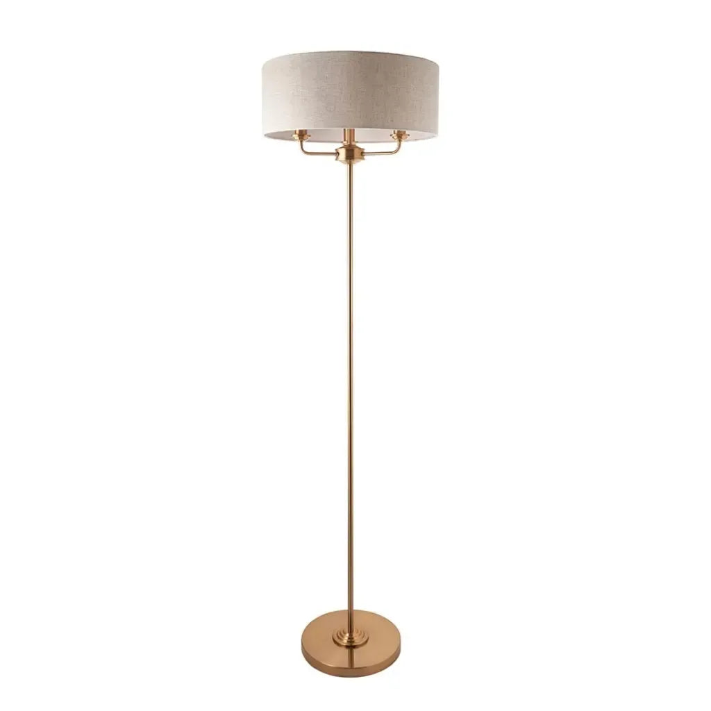 Highclere 3 Floor Light - Chrome & Natural
