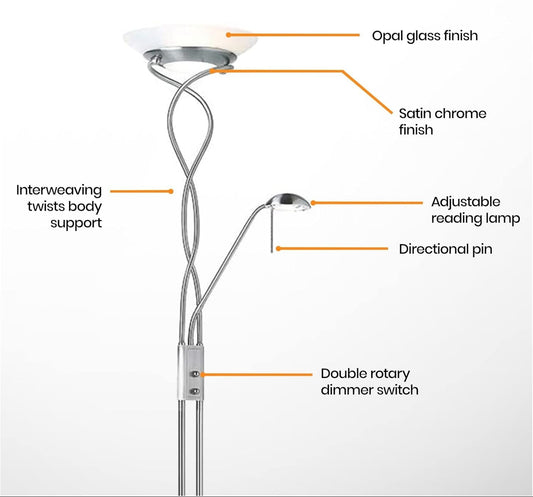 Monaco Floor Lamp - Satin Chrome