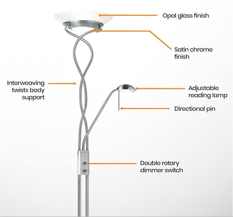 Monaco Floor Lamp - Satin Chrome